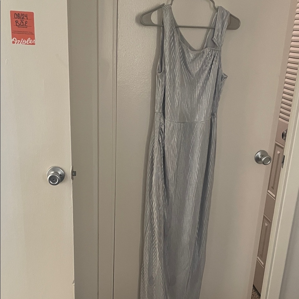 Sleeveless Metallic Gray Maxi Dress